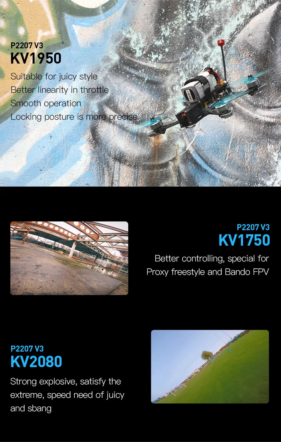 4pcs T-motor PACER P2207 V3.0 - KV1750 KV1950 KV2080 KV2550 Powerful Brushless Outrunner Motor Freestyle For FPV RC Drone 9 4pcs T-motor, P2207 V3 KV1950 Suitable for juicy style Better linearity in throttle