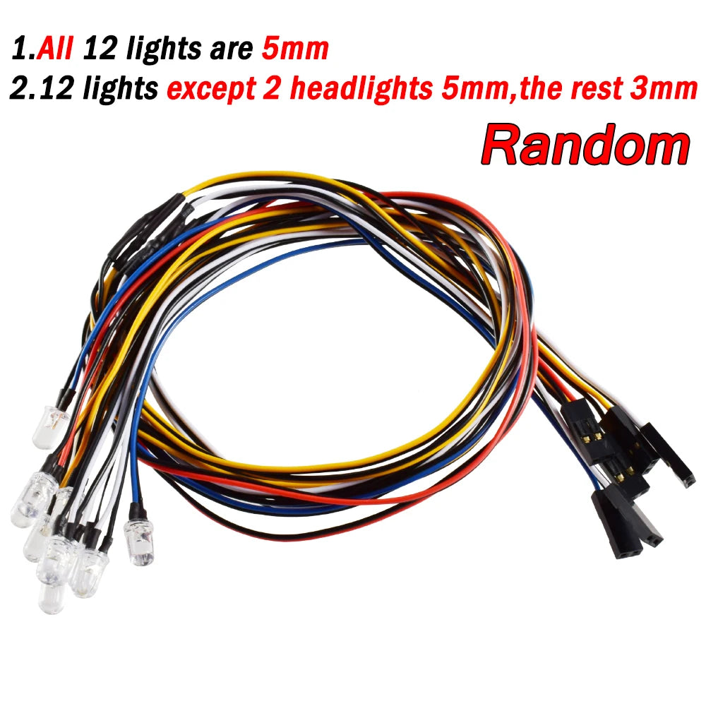 1.AII 12 lights are 5mm 2.12 lights except 2 headlights Smm,