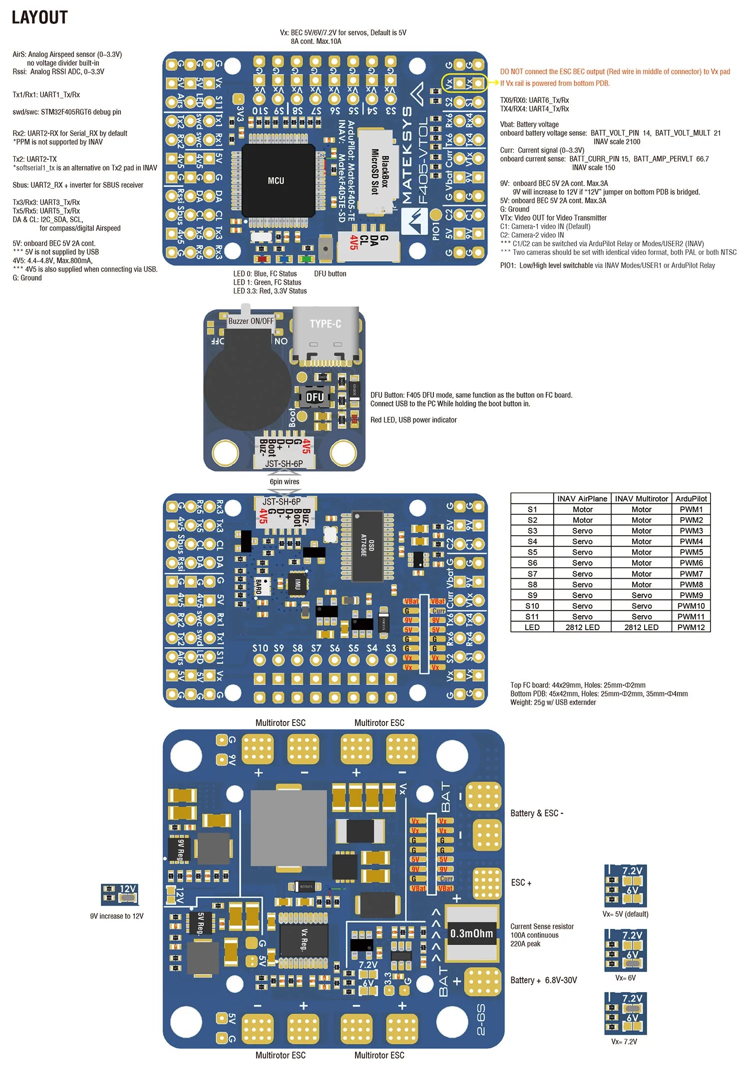 BEC SVI6V/7.2V for servos, Default is 5