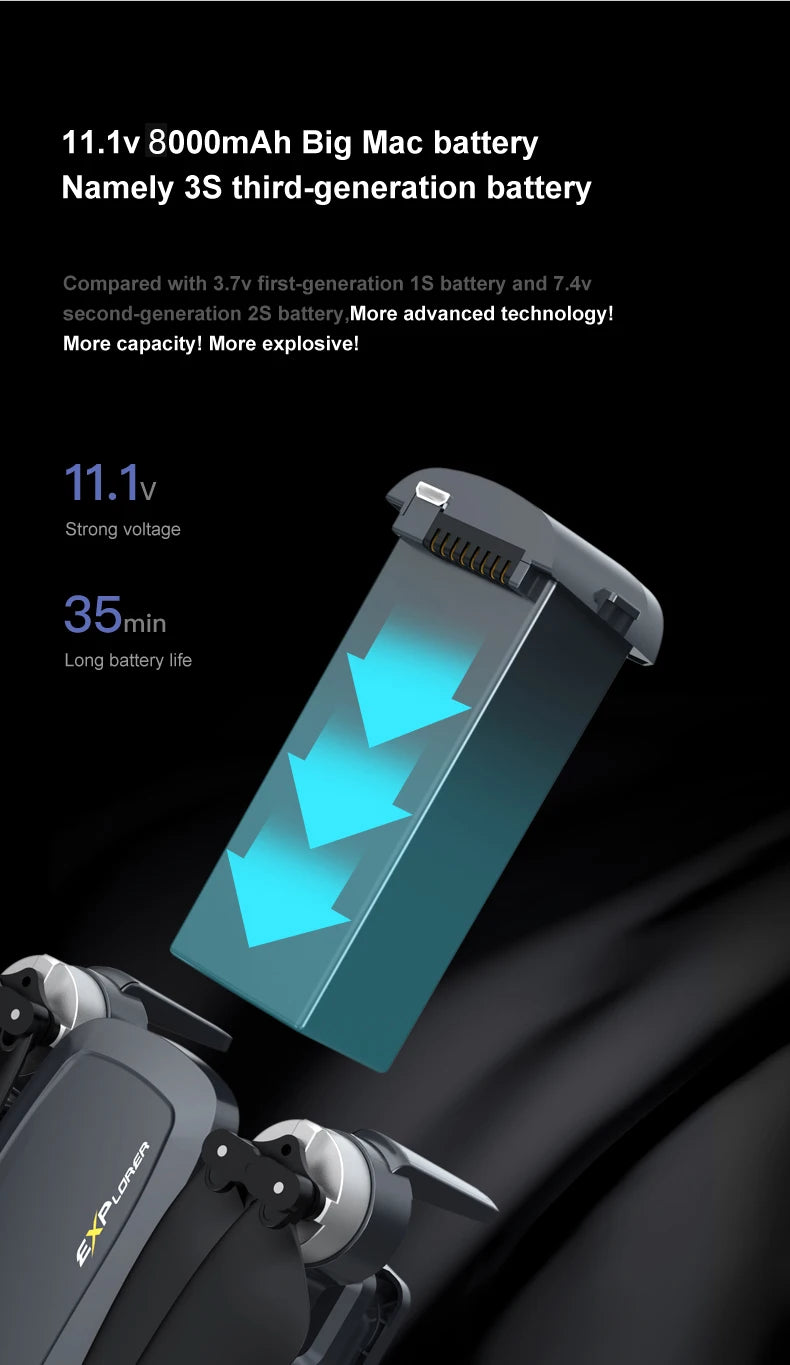 8819 pro Drone - 3-Axis Gimbal 8k Profesional with HD Camera 5G GPS WIFI FPV Brushless Motor Dron Obstacle Avoidance RC Quadcopter Professional Camera Drone 42 8819 pro Drone, 11.1v 800OmAh Big Mac battery Namely 3S third