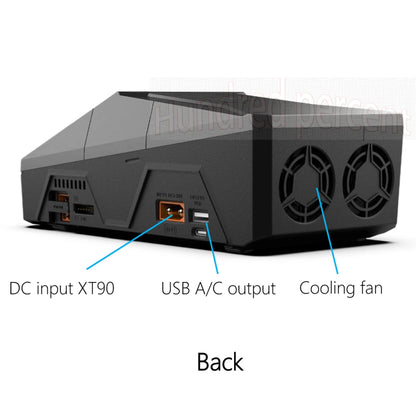 ToolkitRC Q6AC 1-6S Lipo Battery Charger, ToolkitRC Q6AC charger has DC input and USB connectivity with a built-in cooling fan for efficient heat dissipation.