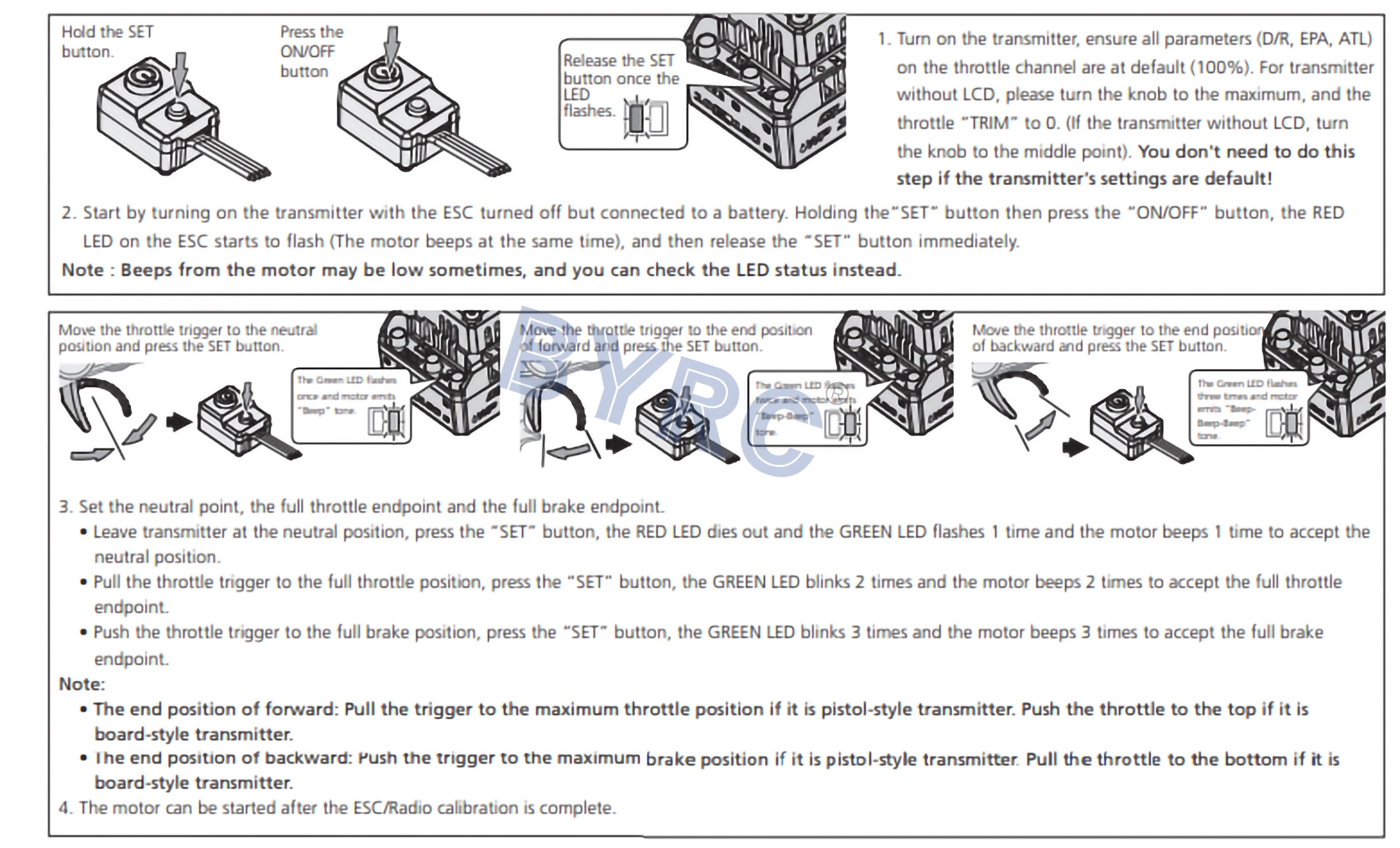 the motor beeps at Ihe same lime, and then release the SET"