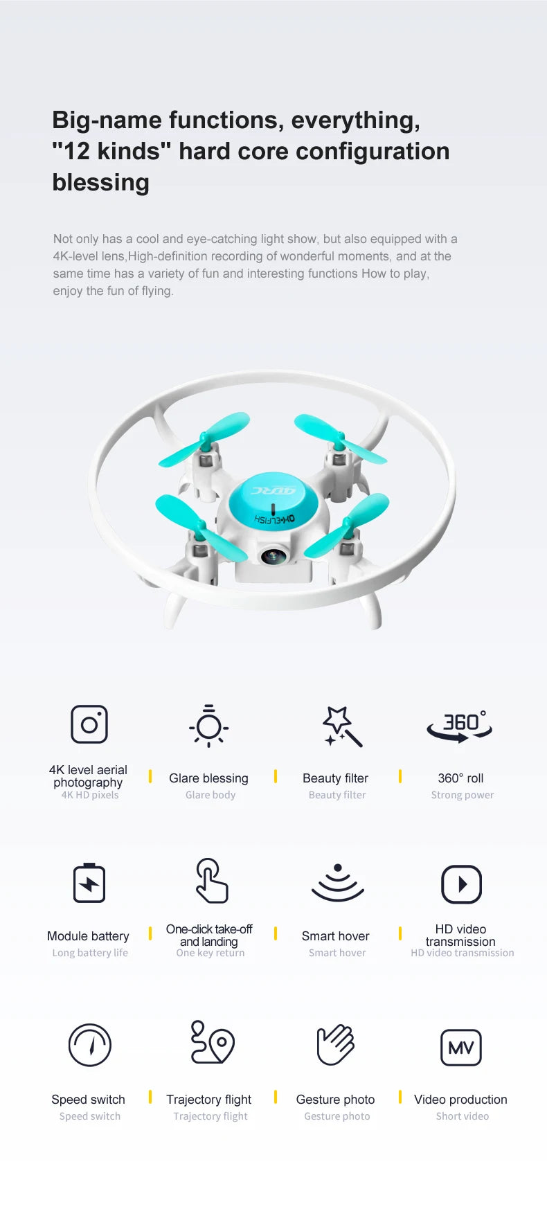 4DRC V5 Mini Drone, blessing has a 4k-level lens high-definition