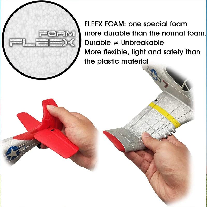 Volantex RC 761-5 RTF Airplane - 4CH RC Trainer Airplane Mustang P51 RTF with Xpilot Stabilization System Remote Control Plane Toys for Boys Beginner 13 Volantex RC 761-5 RTF Airplane, FLEEX FOAM: one special foam FOAM more durable than the normal foam .