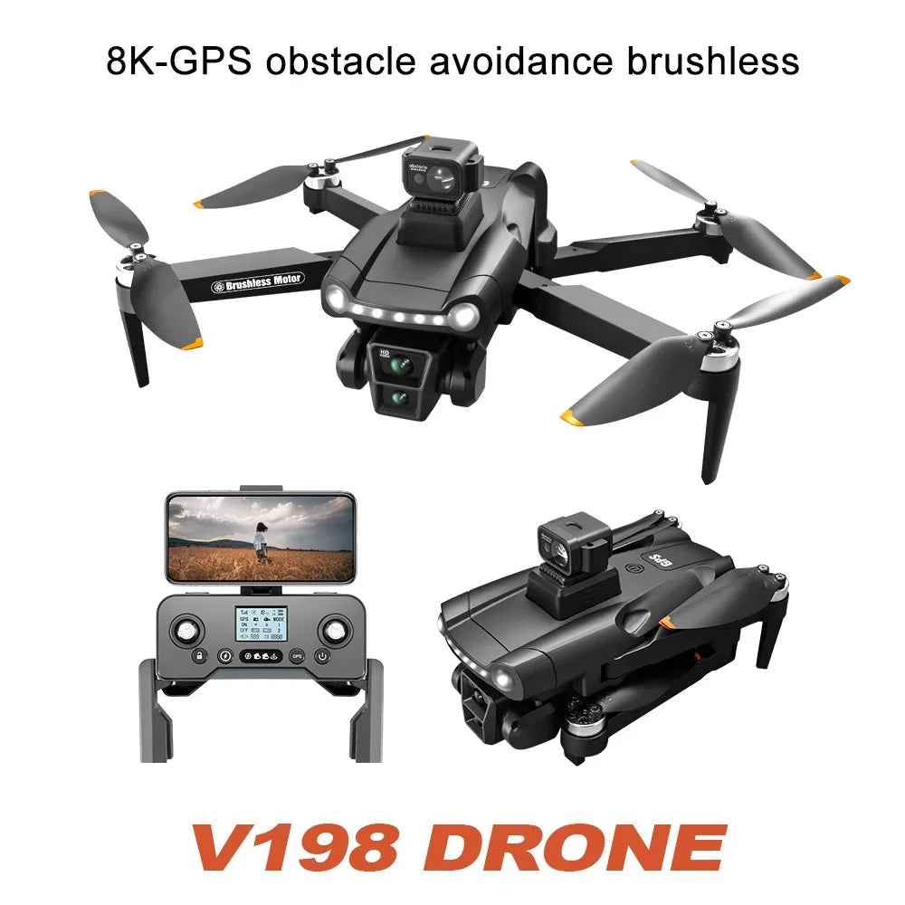 V198 MAX PRO Drone: 8K GPS obstacle avoidance brushless motor drone