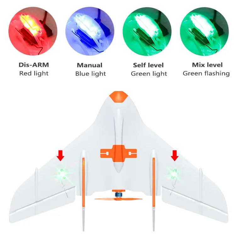 2pcs LDARC TINY WING 450X V2 431mm Wingspan EPP Foam RC FPV Airplanes Flying Wing Fixed-Wing Drones Toys 18 Dis-ARM Manual Self level Mix level Red light Blue light Green light Green flash
