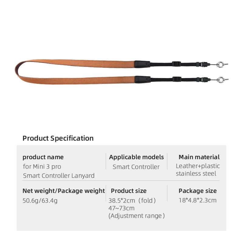 Lanyard/Strap for DJI MINI 3 PRO with Screen Smart Controller Shoulder Sling Drone DJI RC Accessory 11 Lanyard/Strap, Mini 3 pro Smart Controller Leather+plastic Smart Controller Lanyard stainless steel Net weight/Package