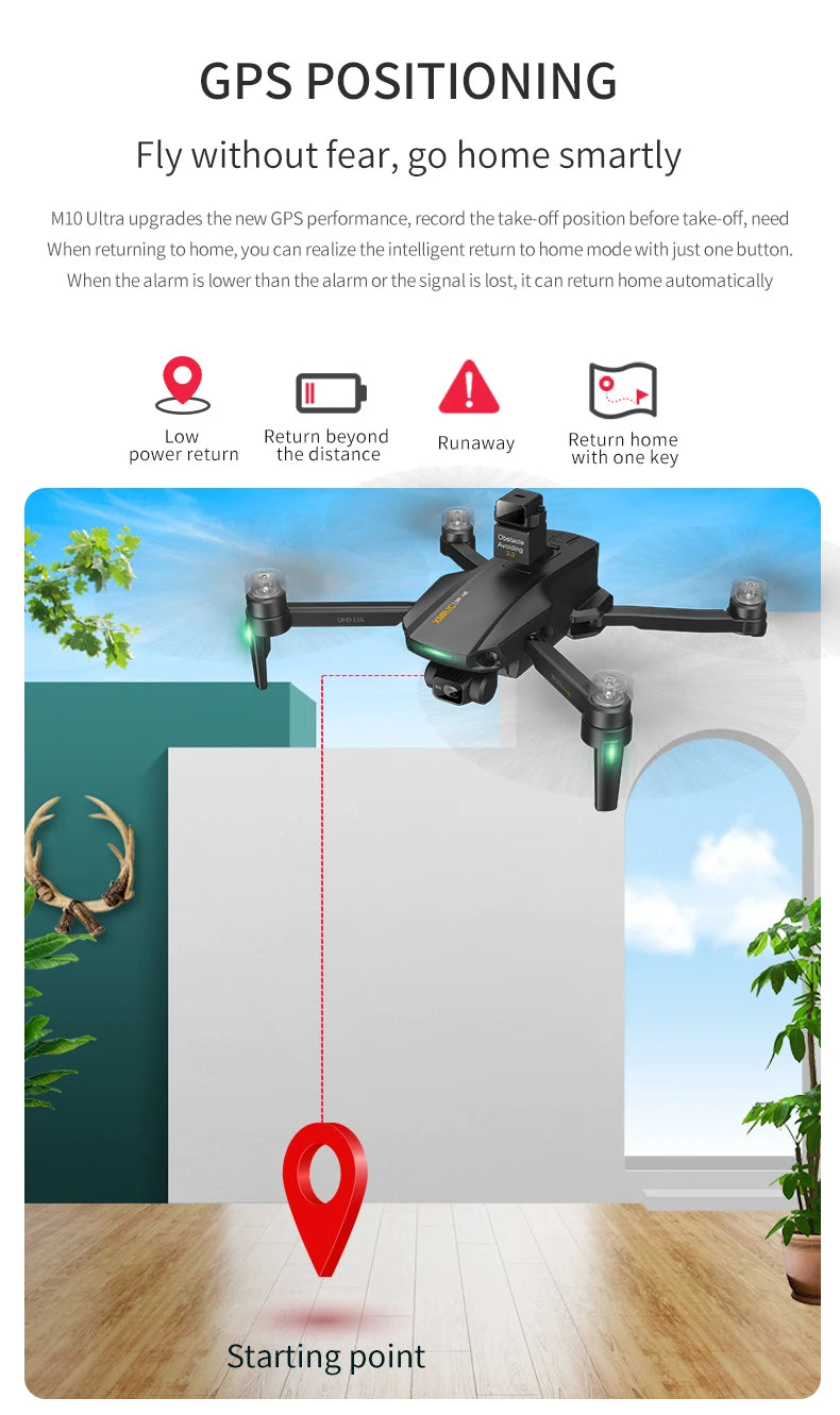M10 Drone, GPS POSITIONING Fly without fear, go home smartly M1o Ultra upgrades
