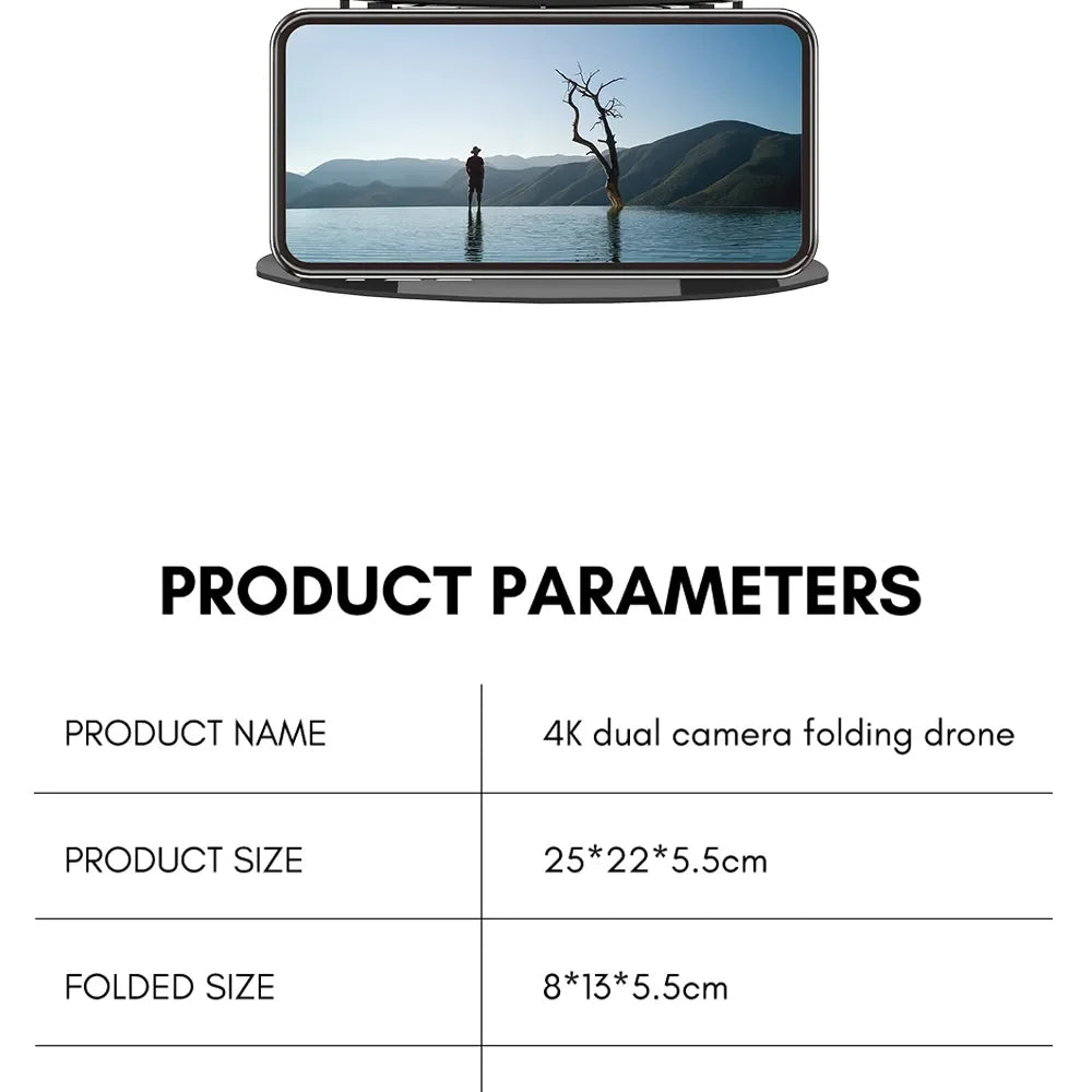 E66 Drone - Professional HD Camera, 4K dual camera folding drone PRODUCT SIZE 25*22*5.5cm