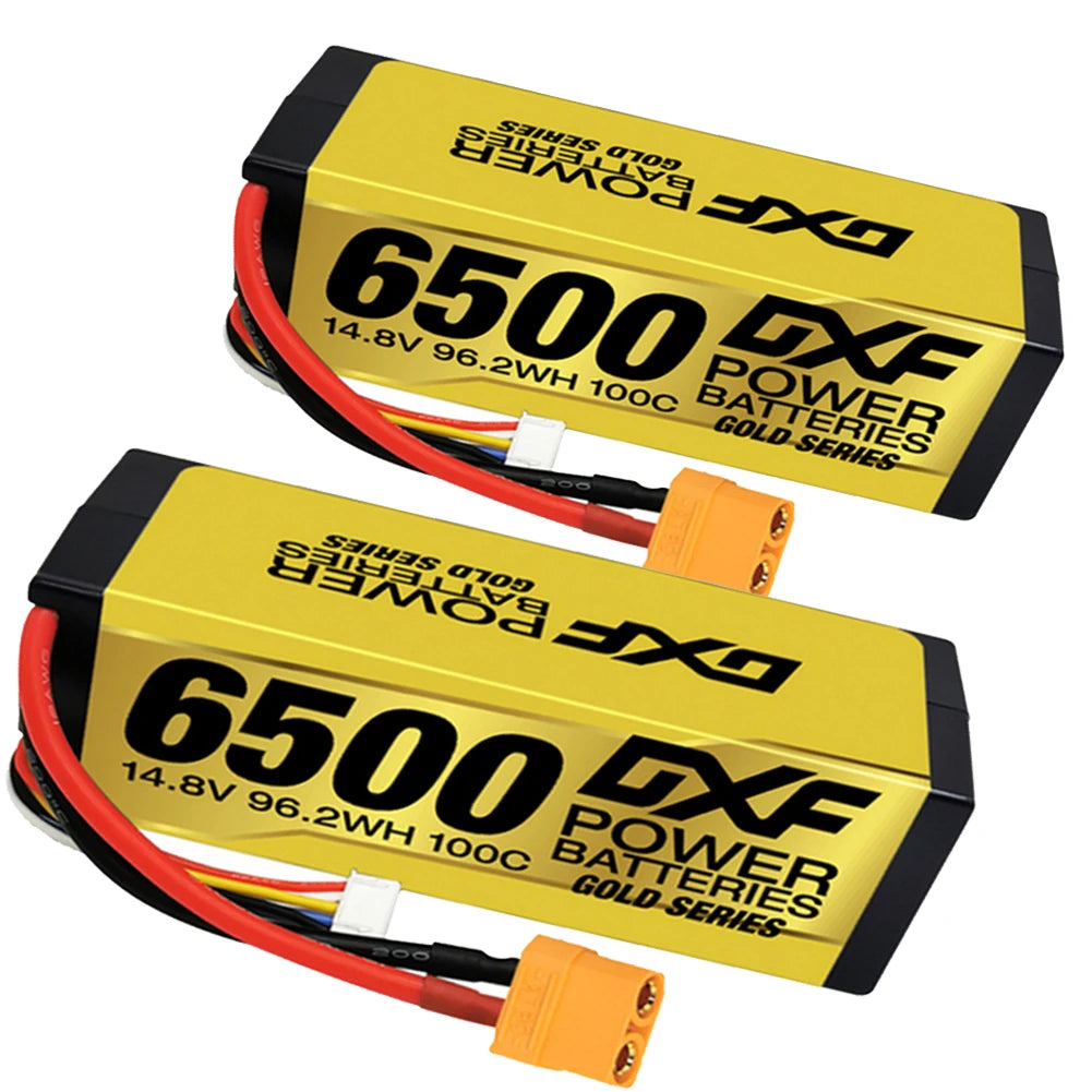 DXF 4S Lipo Battery 14.8V 15.2V 6500mAh 9200mAh - Gold Version Graphene Racing Series HardCase for RC Car BX Evader Truggy Buggy 34 DXF 4S Lipo Battery 14.8V 15.2V 6500mAh 9200mAh, DXF 4S Lipo Battery, if the surface temperature exceeds 65 Celsius while functioning, the battery should be suspended .
