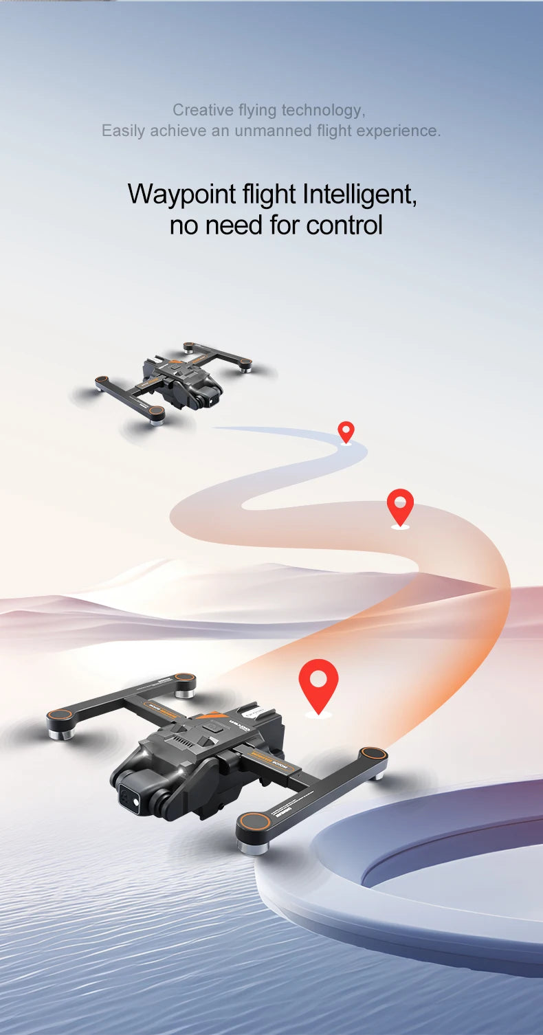 RG700 Pro Drone, Experience seamless drone flights with creative tech, effortlessly navigate waypoints without manual control.