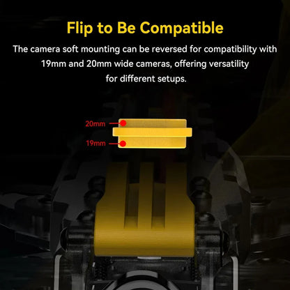 SpeedyBee Mario Fold 8 DC 8 Inch FPV, The camera soft mounting can be reversed to accommodate different camera sizes, offering flexibility and variety for various setup scenarios.