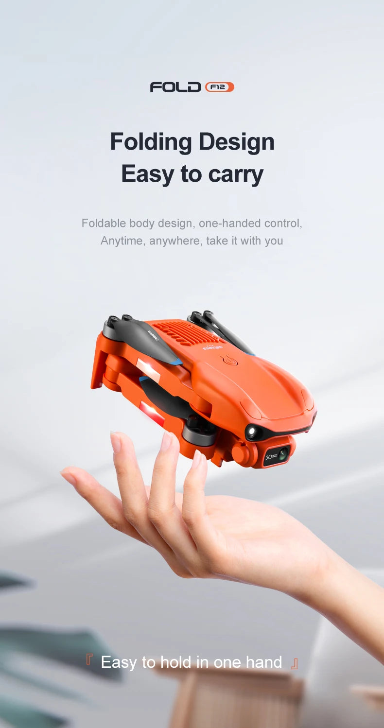 F12 GPS Drone, FOLD F12 Folding Design Easy to Foldable body design, one-handed control,