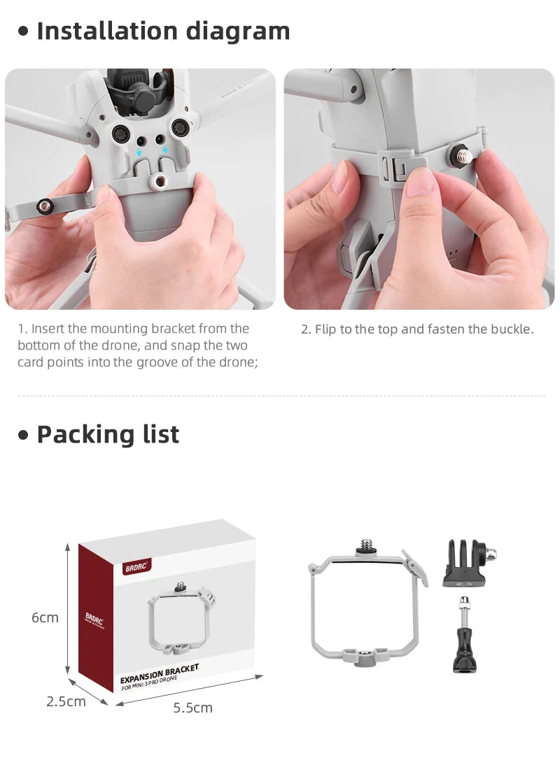 Top Extension Camera Bracket Mount Holder for DJI MINI 3 Pro Camera Holder for Insta360 Go 2 Drone Accessories 17 BRDRC's Brorc_ SiON BRACKET EXPANSION