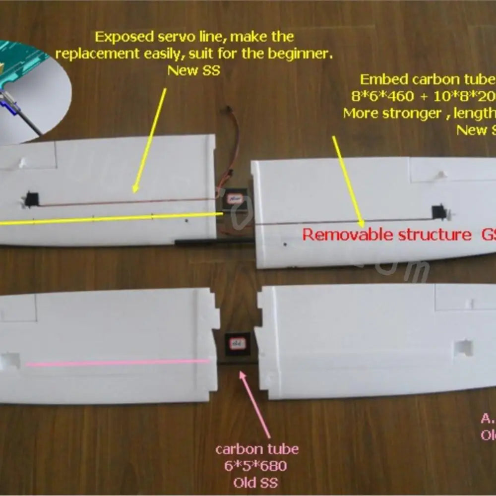 X-UAV Skysurfer X8 RC Airplane, SS embed carbon tube 8*6*460 + 10*8*20