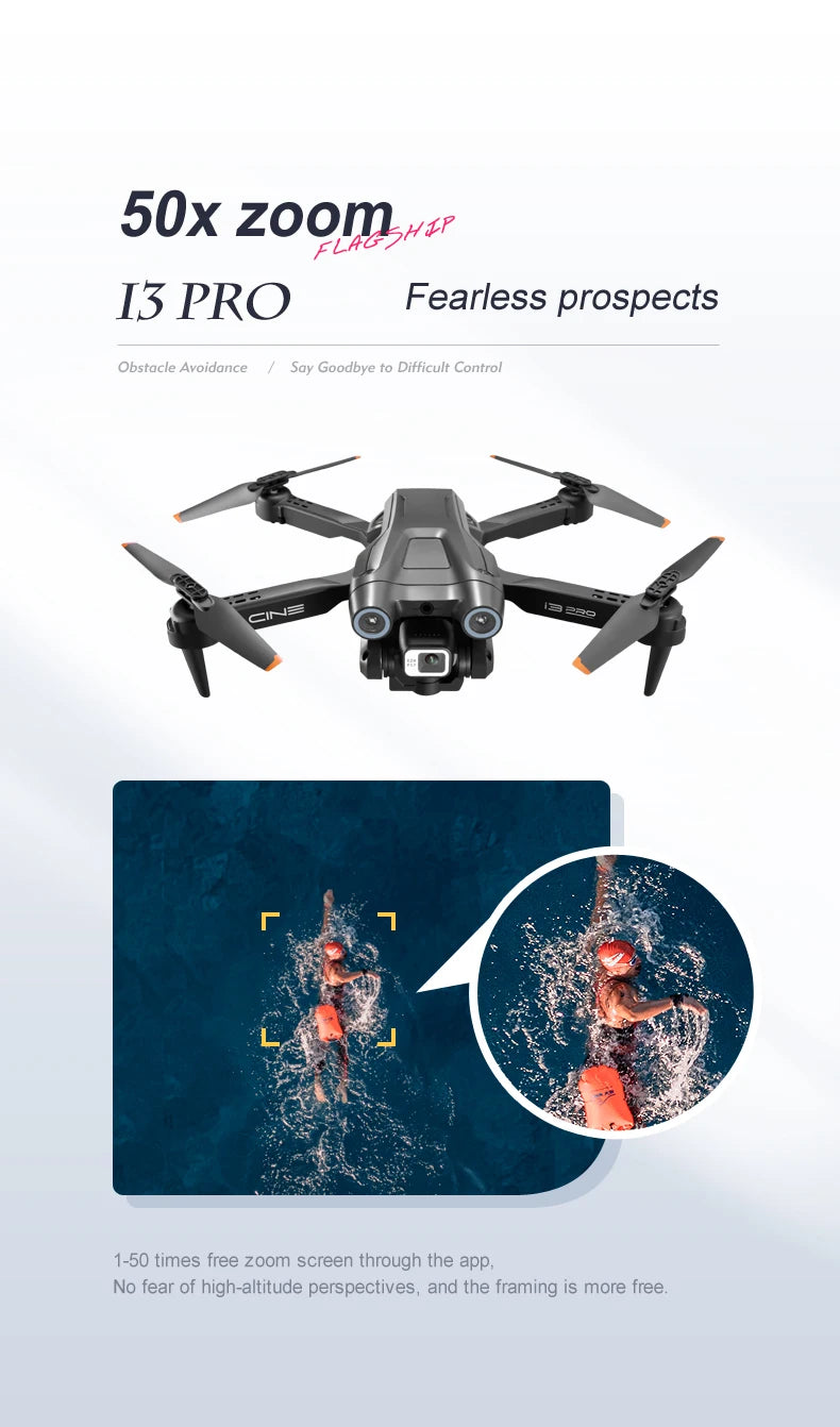 XYRC New i3 Pro Drone - 4K HD Dual ESC Camera Optical Flow Positioning Obstacle Avoidance Foldable Quadcopter RC Dron Toys Gifts 39 XYRC New i3 Pro Drone, 50x zoom we i3 pro fearless prospects say goodbye to