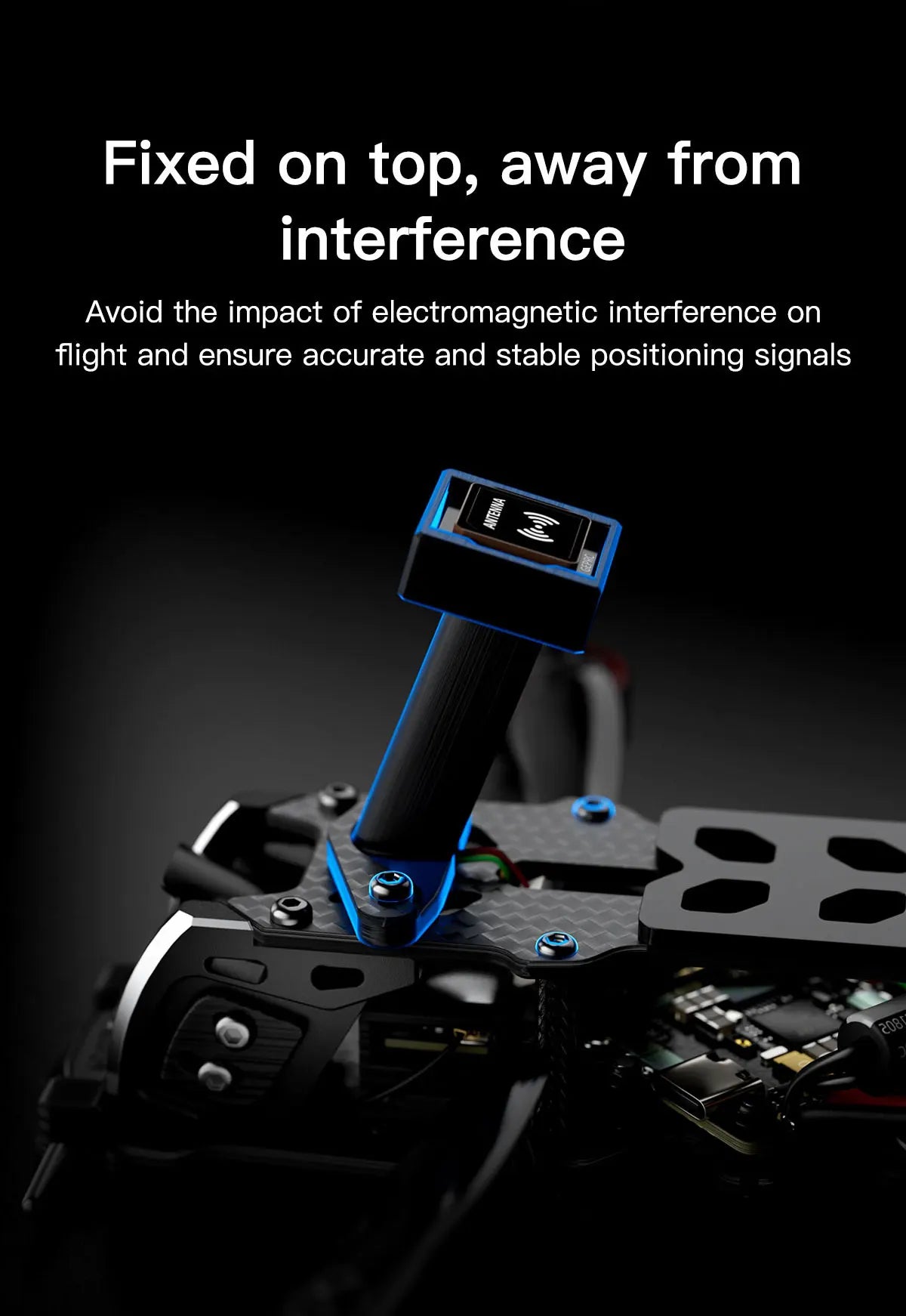 GEPRC Tern-LR40 HD Wasp Long Range FPV, fixed on top, away from interference Avoid the impact of electromagnetic interference on flight . ensure accurate