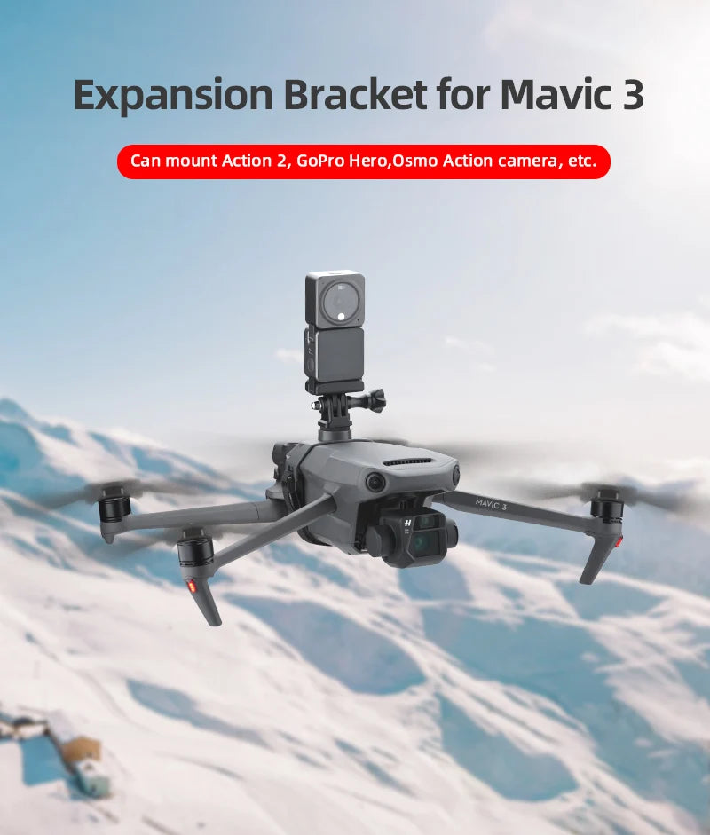 Photography Kit Mount Bracket for DJI Mavic 3/3 Classic Drone Top Extension Camera Flying Photography Kit Mount Bracket for Gopro 8/7/6 Insta360 Camera 8 Expansion Bracket for Mavic 3 Can mount Action 2, GoPro Hero,O