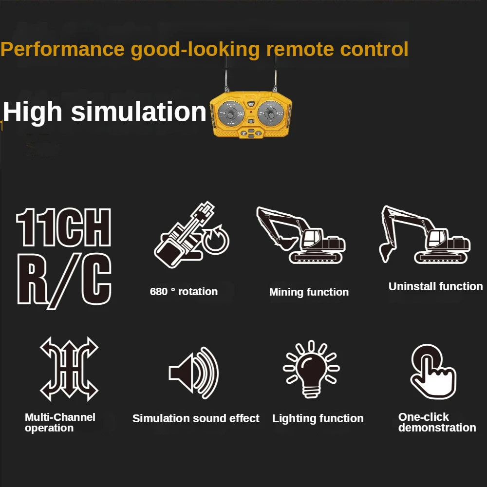 RC TRUCK RC03, Performance good-looking remote control High simulation 7770h Rc 680 rotation Mining function Un