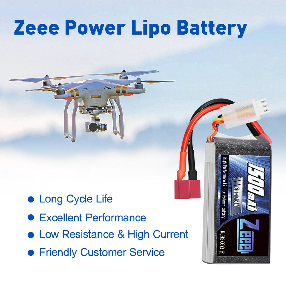 2Units Zeee Lipo Battery, Zeee Power Lipo Battery Uz1 [ Long Cycle Life Il 2 Excellent Performance Low