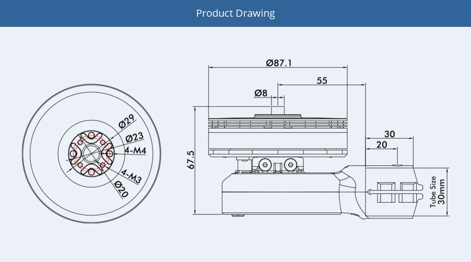 T-MOTOR XU8-X Arm Set - Integrated Propulsion System XU8 KV100 & ALPHA 60A 12S & MF2815 19 T-MOTOR XU8-X Arm Set SPECIFICATIONS Brand