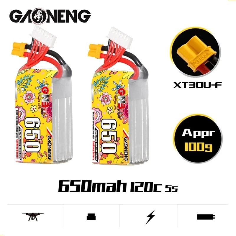 Batterie Lipo GaoNeng GNB 6S HV 22.8V 650mAh 120c/240c pour Drone FPV