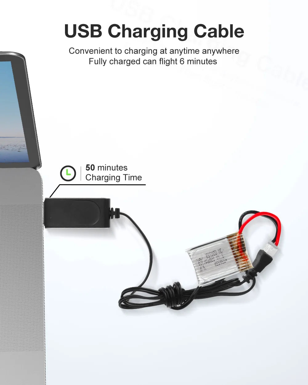 Eachine E017 Mini Drone, usb charging cable convenient to charging at anytime anywhere fully charged can flight