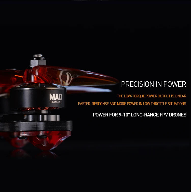 MAD BSC3110 FPV Drone Motor, Precision motor with low torque and fast response for precise control.