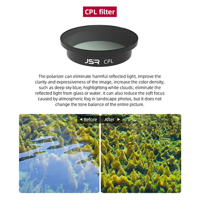 Lens Filter for DJI Avata, polarizer can eliminate harmful reflected light; improve the clarity and expressiveness of the image