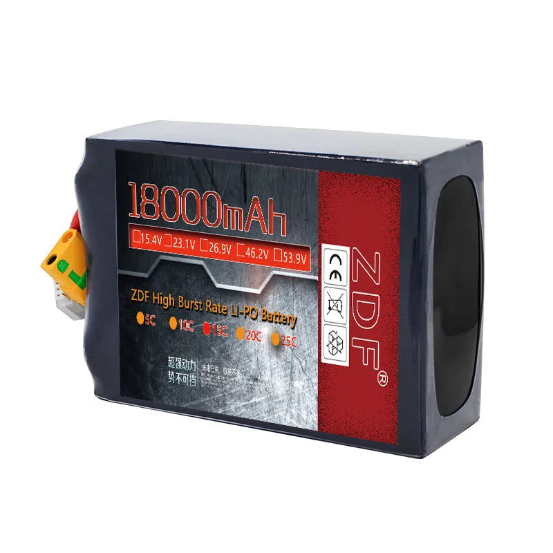ZDF New High Energy Density 6S 23.1V 12000mAh 14000mah 18000mah 22000mah 28000mAh 31000mAh 42000mah 15C Solid State Battery Agriculture Drone Battery 9 0154v 123.1v -46.2v ZDF High lzc "EC
