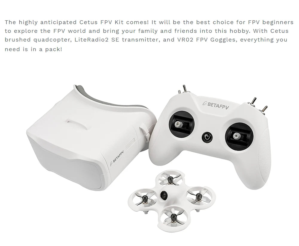 Cetus Pro/Cetus FPV Kit Indoor Racing Drone BNF/RTF Frsky D8 Lite Radio 2 SE Transmitter 5.8G 14DBI VR02 Goggles VTX Quadcopter 9 Cetus FPV kit includes LiteRadio2 SE transmitter and VRO2 FP