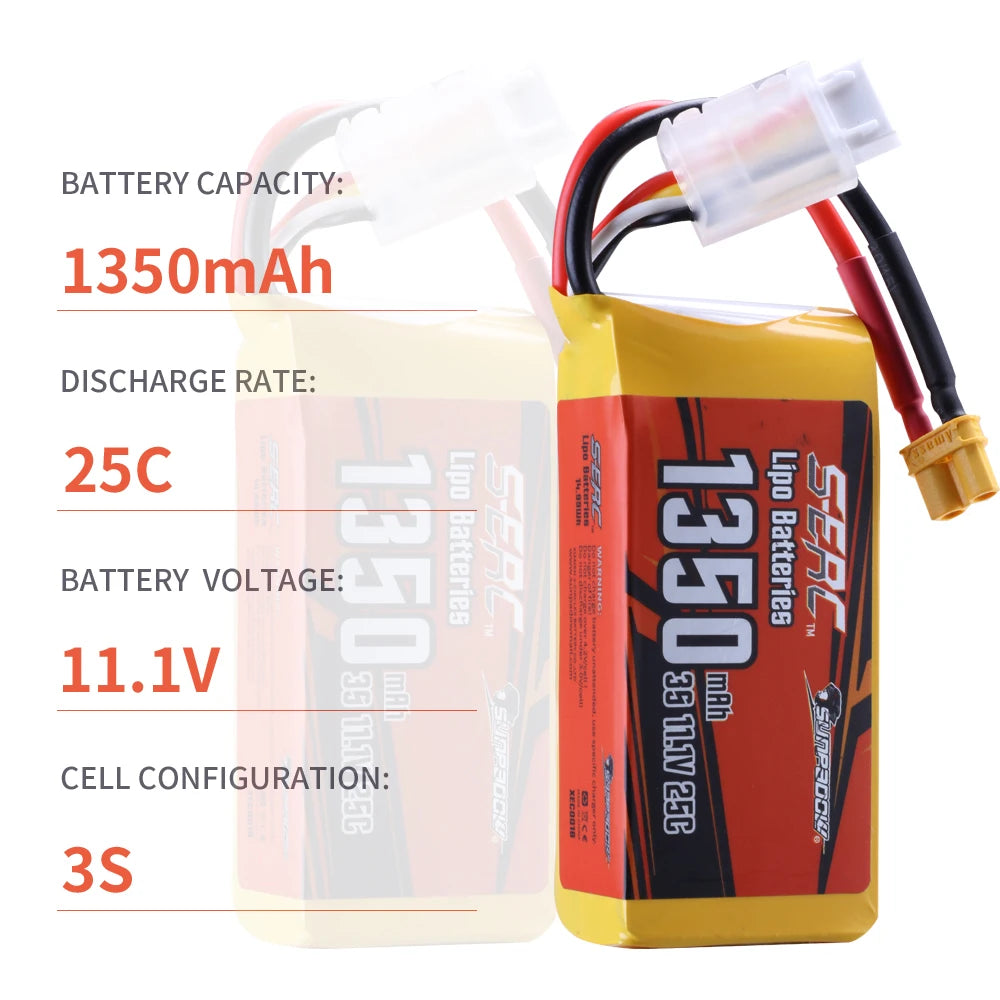 Sunpadow Lipo Battery, BATTERY CAPACITY: 1350mAh DISCHARGE RATE: 1