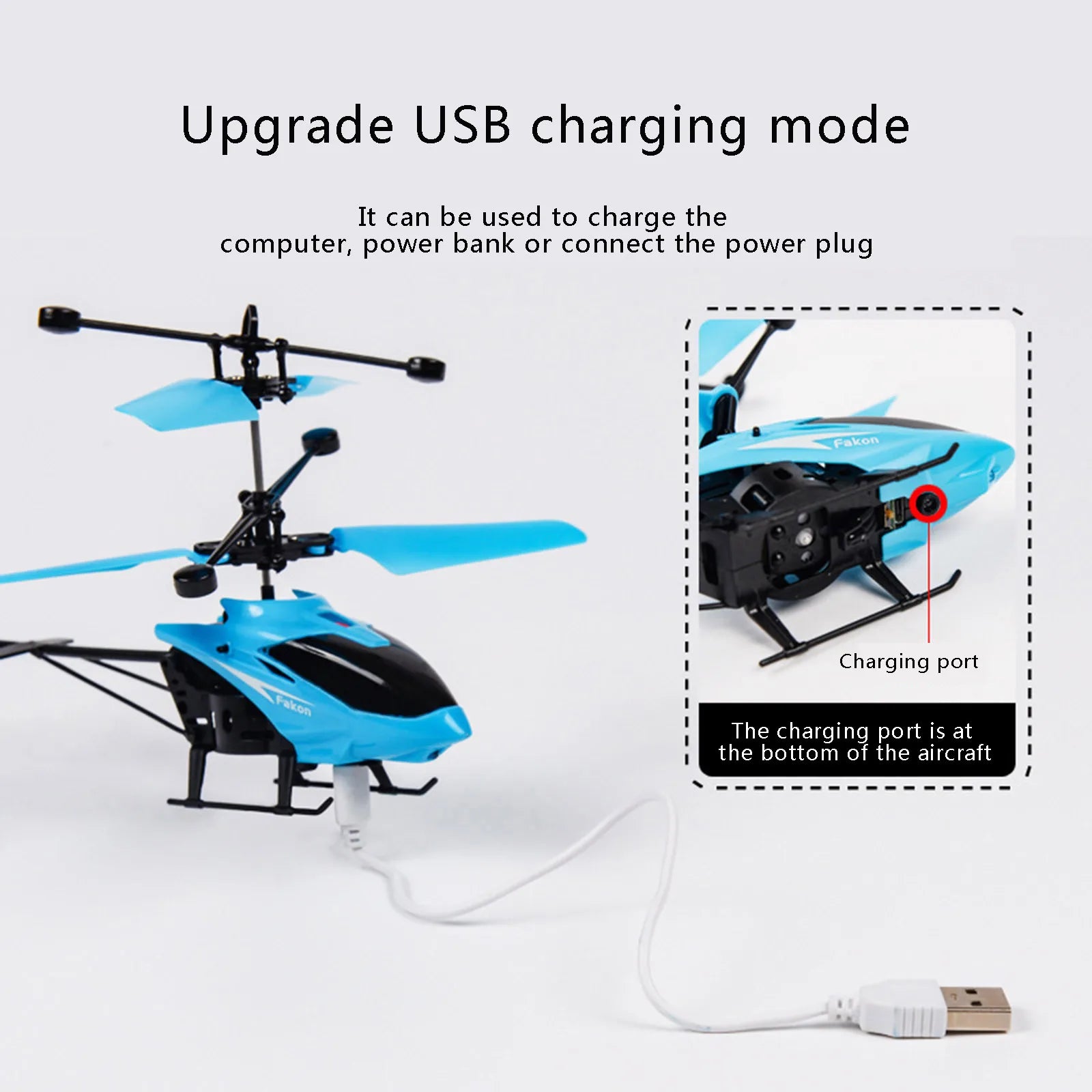 YKF1303 RC Helicopter, Upgrade USB charging mode It can be used to charge the computer; power bank or connect the power