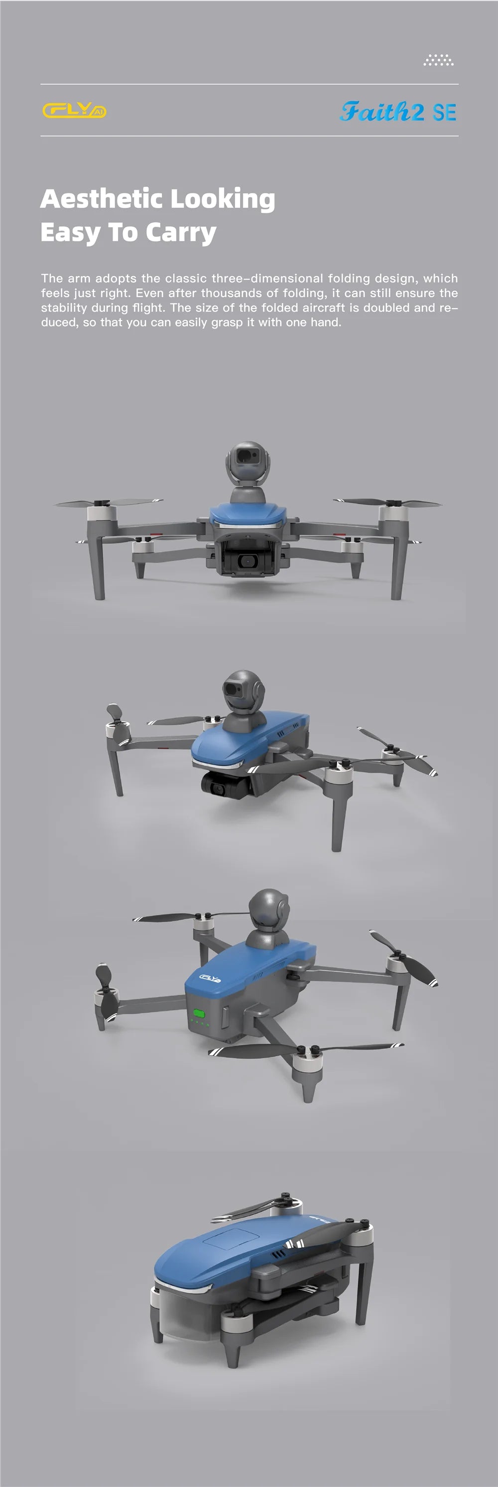 CFLY Faith2 SE Drone, the folding arm adopts the classic three-dimensional folding design, which feels just right .