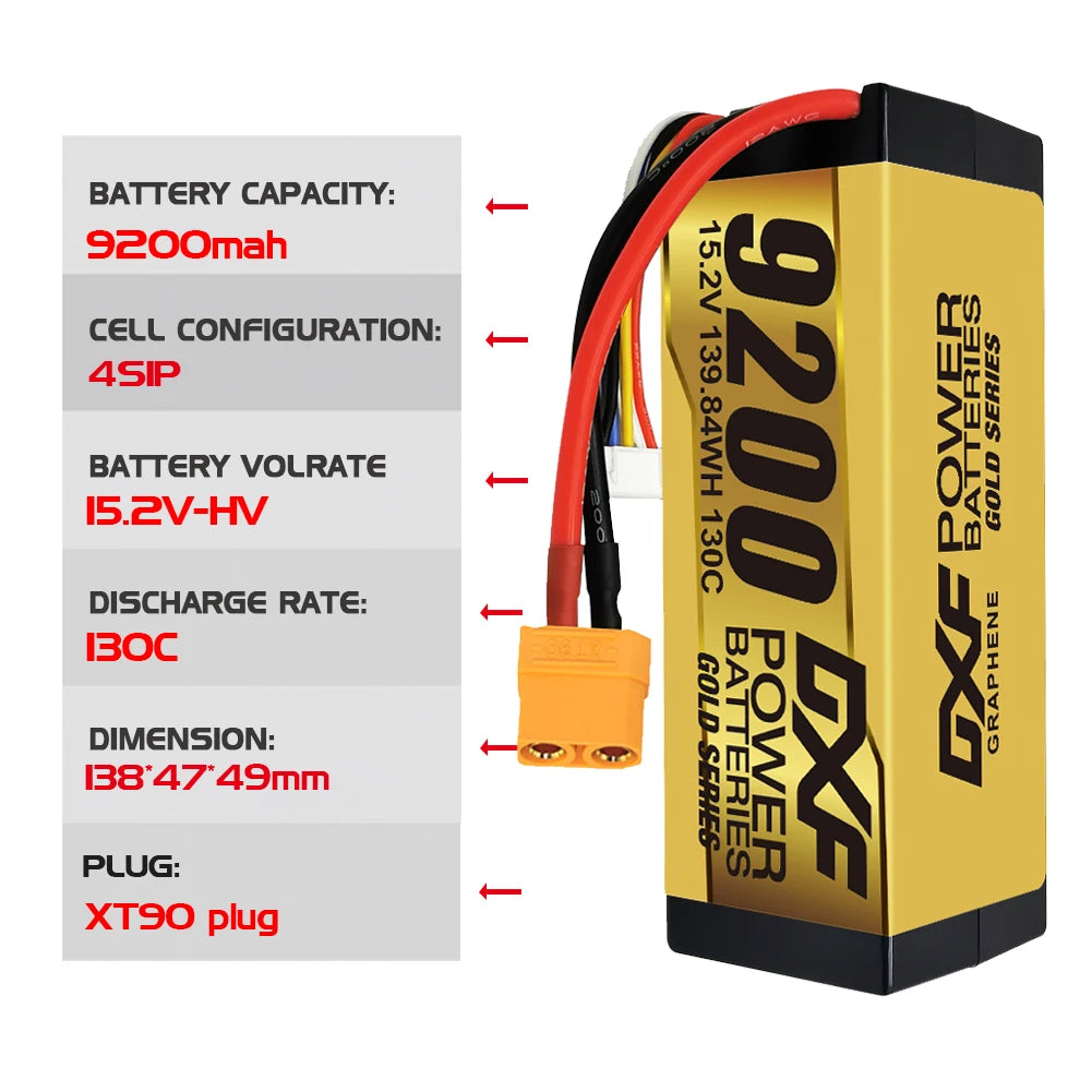 DXF 4S Lipo Battery 14.8V 15.2V 6500mAh 9200mAh, DXF 4S Lipo Battery, BSCHARGE RATe: 3 ' B8eSQ9mm 1