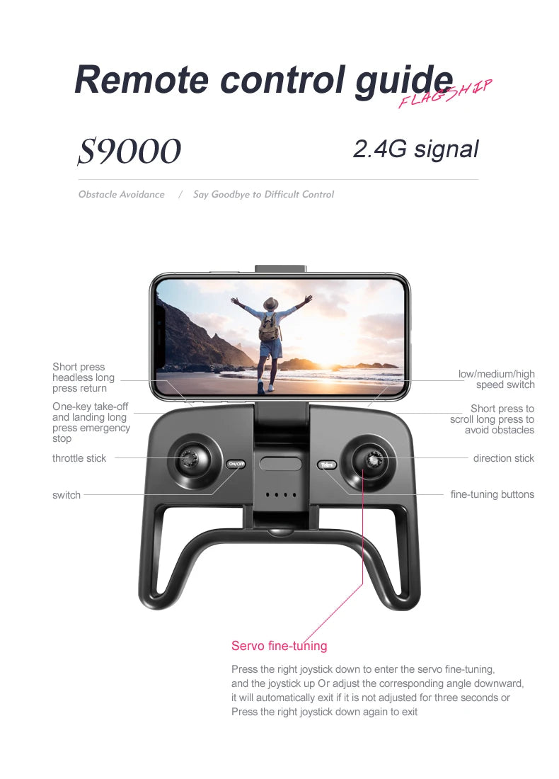 S9000 Drone - Aerial Photography 4K HD Obstacle Avoidance Dron with Camera Optical Flow Positioning Folding Guadcopter Mini Drones 33 S9000 Drone, remote control guideve s9000 2.4g signal obstacle avoid