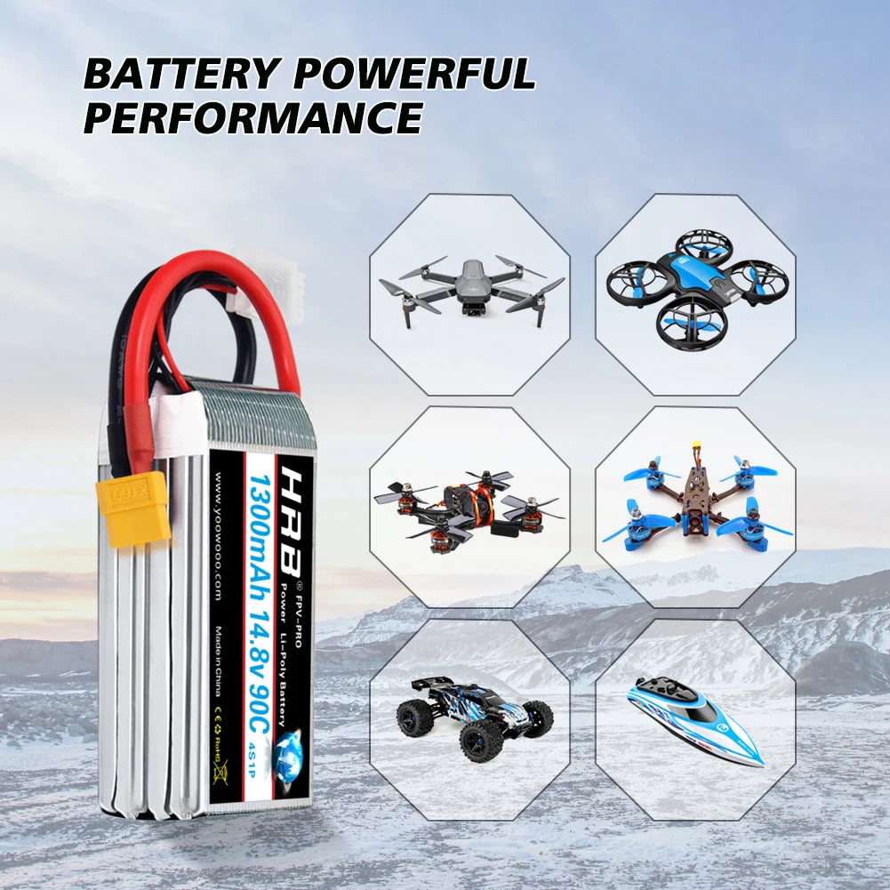 2PCS HRB Lipo Battery 4S 6S 14.8V 22.2V 1300mah 1500mah 1800mah 2200mah 90C 100C With XT60 For RC FPV Quadcopter Drone Airplane 11 2PCS HRB Lipo Battery, AKKU Charged Rechargeble Powerful Li-Polymer Accessories Cells