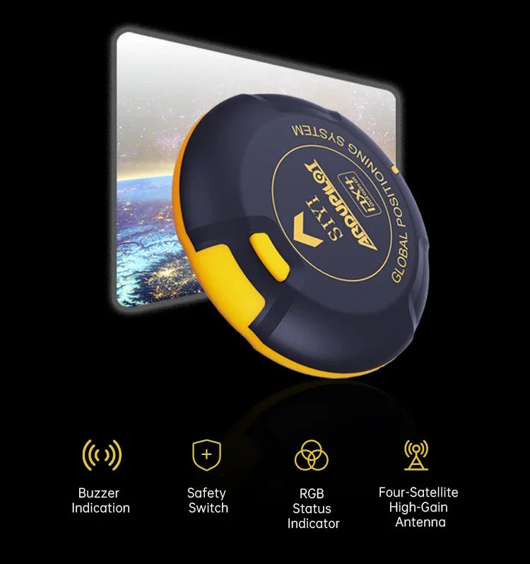 SIYI M9N GPS module with buzzer, displays, indicators, and antenna for navigation and positioning.