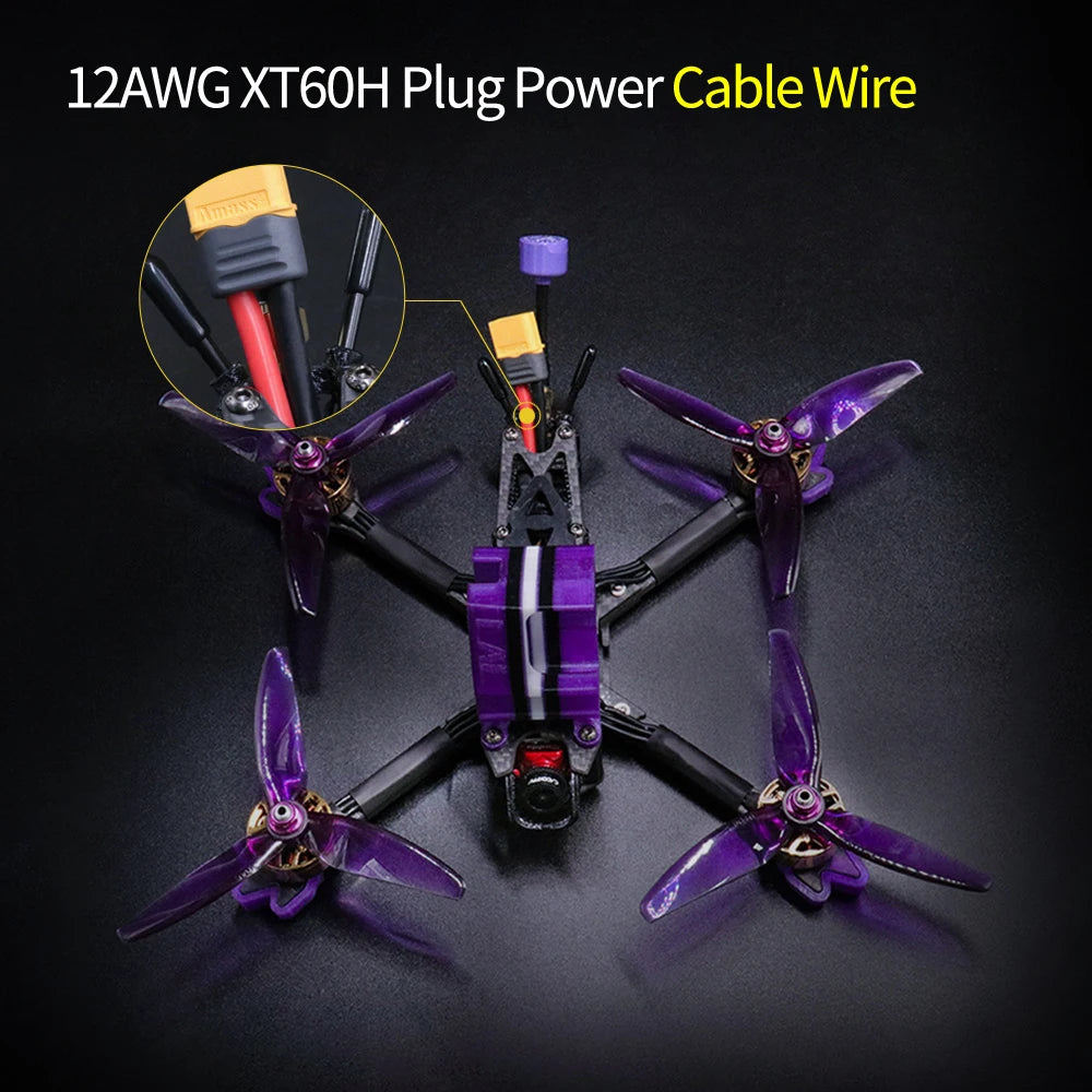 TCMMRC LAL5 Racing Drone - 4K HD 2307 2450KV Radio Control Drone Kit Wheelbase 225mm Freestyle FPV Racing Drone with Caddx Camera 60A ESC 18 TCMMRC LAL5 Racing Drone, 12AWG XTGOH Plug Power Cable Wir