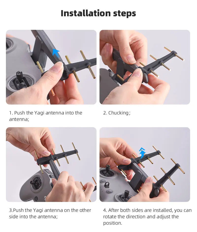 DJI FPV Propeller, Yagi antenna can be side into the antenna; rotate the direction and adjust the position 