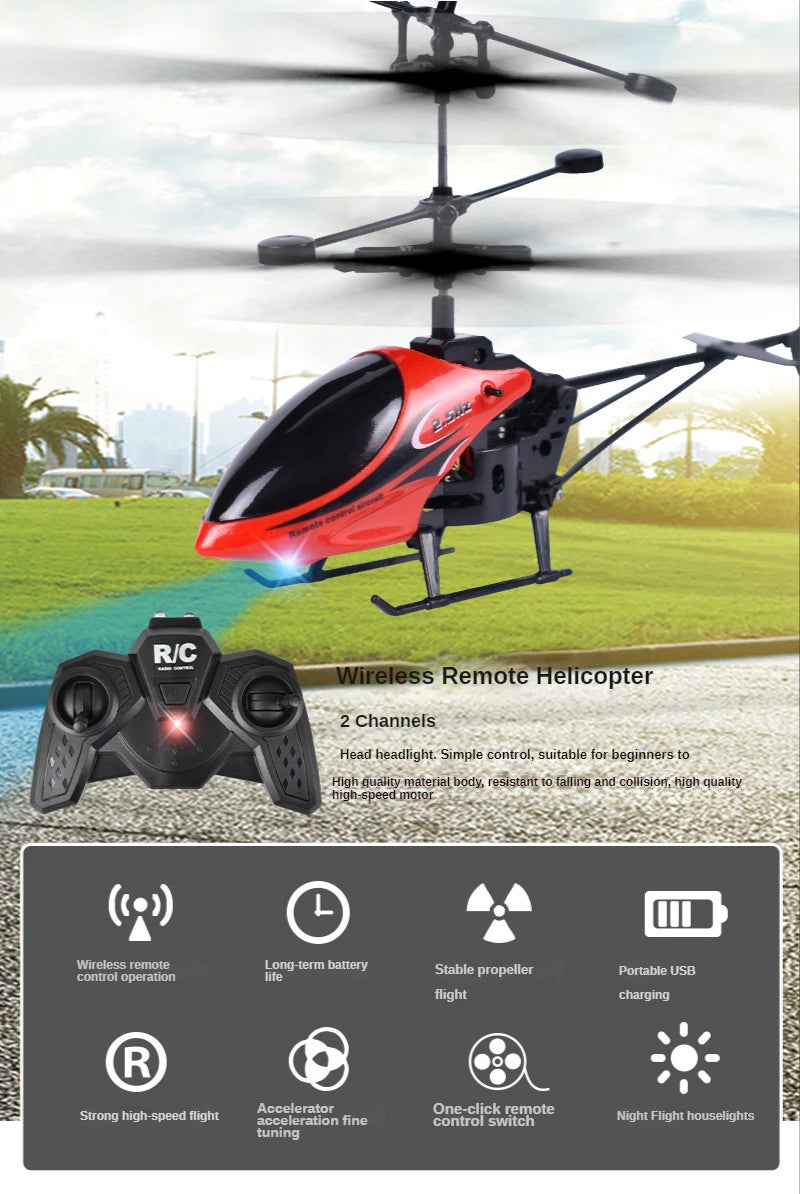 RIc Wireless Remote Helicopter 2 Channels Head headlight: Simple control; suitable