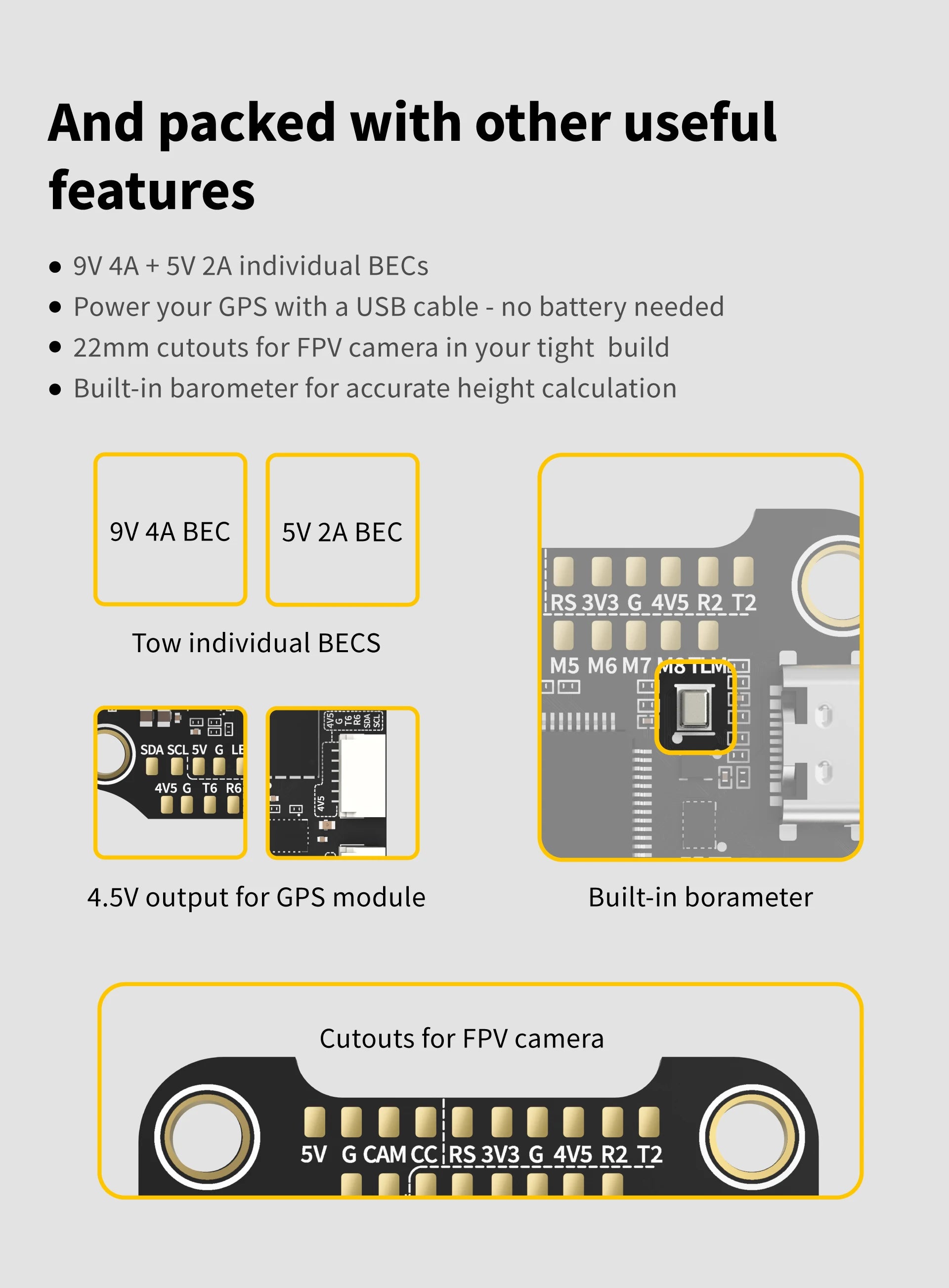 RunCam SpeedyBee F7 V3 BL32 50A 30x30 Stack iNAV Betaflight Emuflight Wireless Firmware Flasher Black Data Analyze 20 RunCam SpeedyBee F7 V3 BL32 50A 30x30 Stack, built-in barometer for accurate height calculation 9V 4A + 5V 2A individual