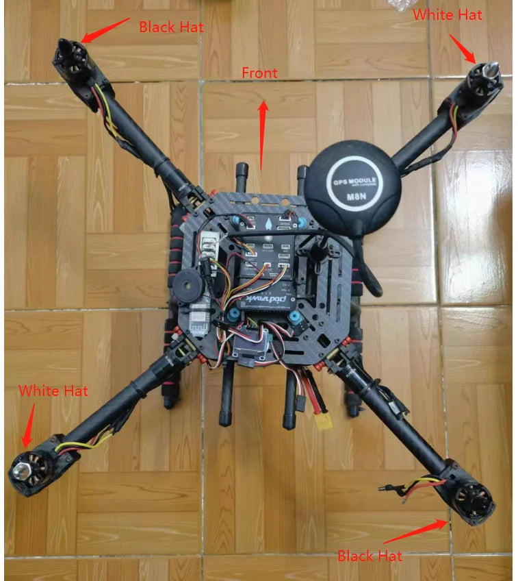 PIXHAWK2.4.8 Flight Control Carbon Fiber 450 Frame Kit - Ardupilot 100MW Radio Telemetry Quadcopter BLHELI 20A 2212 Motor ESC 40 White Hat Black Hat Front IDoouly MON aupad