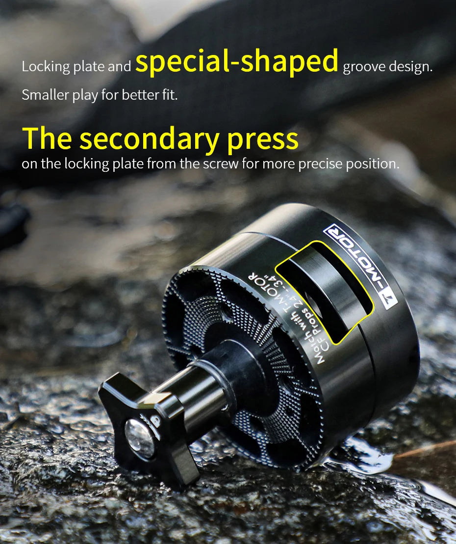 Q1418 / Q1824 / Q2423 Quick Attach Detach propeller adapter Quicker in mounting 10 secondary press on the locking plate from the screw for more precise position: 4 1 8o1