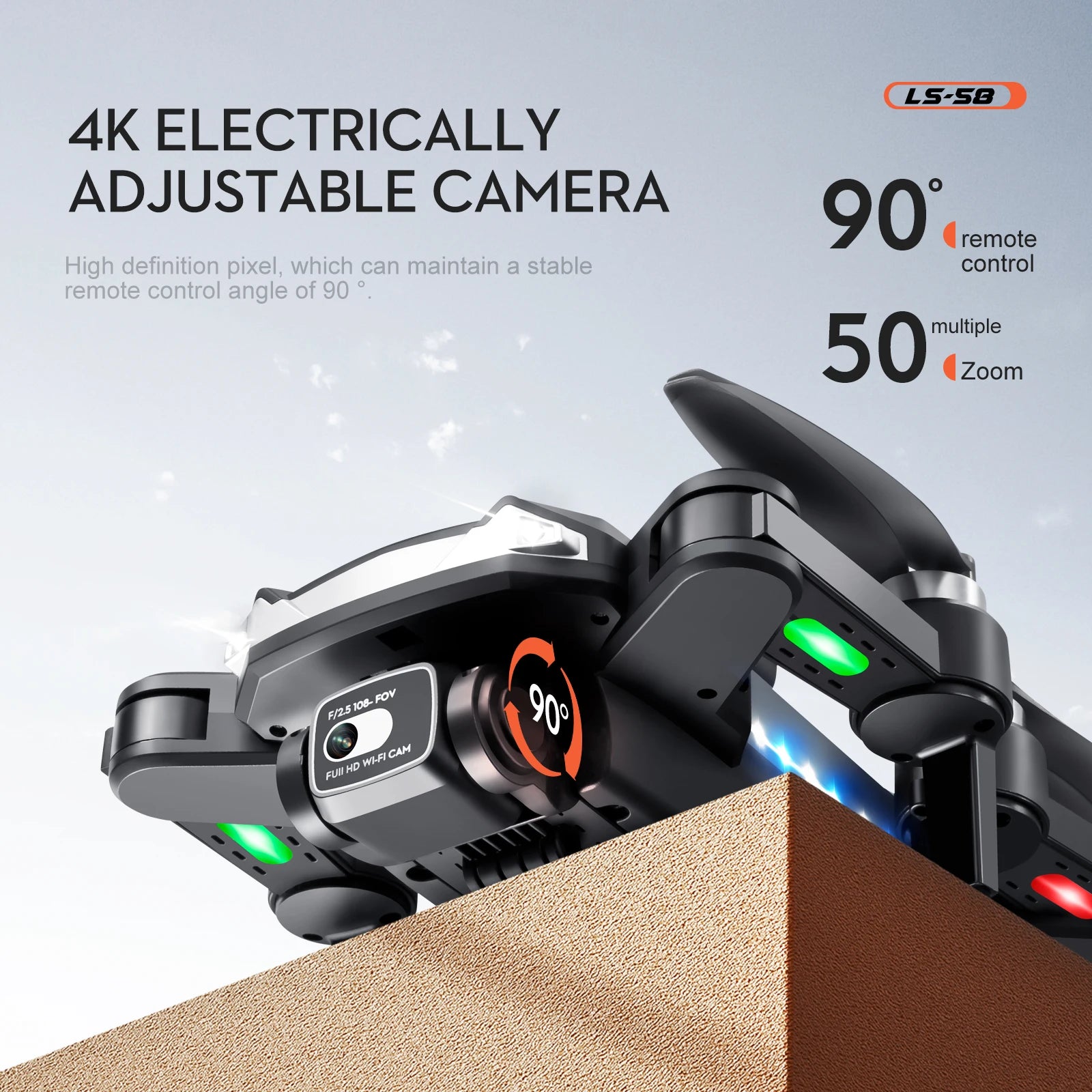 LS58 Drone - 4K CameraFPV GPS 5G WIFI Professional Foldable Quadcopter 1.2 KM Range Remote Control Helicopters Toy Gift 30 LS58 Drone, ls-5o 4k electrically adjustable camera 90 remote high