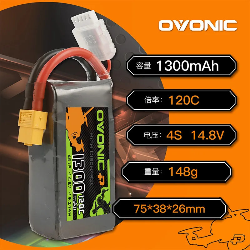 Ovonic 4S/6S 14.8V/22.2V 1300mAh 100C/120C LiPo Battery For Drone