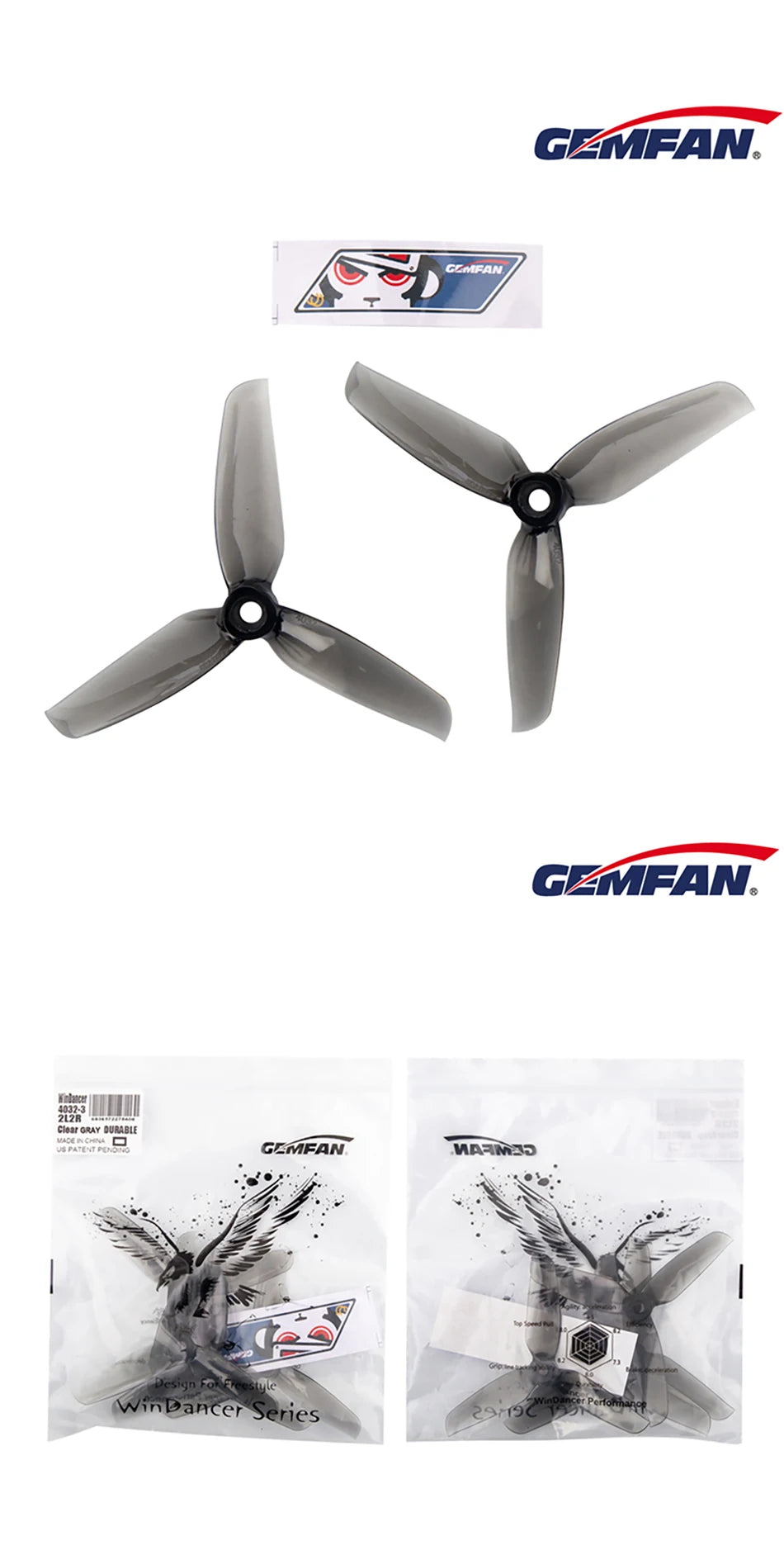 8/12Pairs Gemfan WinDancer 4032-Blade Propeller, GCMFAN MAAMJJ Design Fo WinDancer Series 29;(5