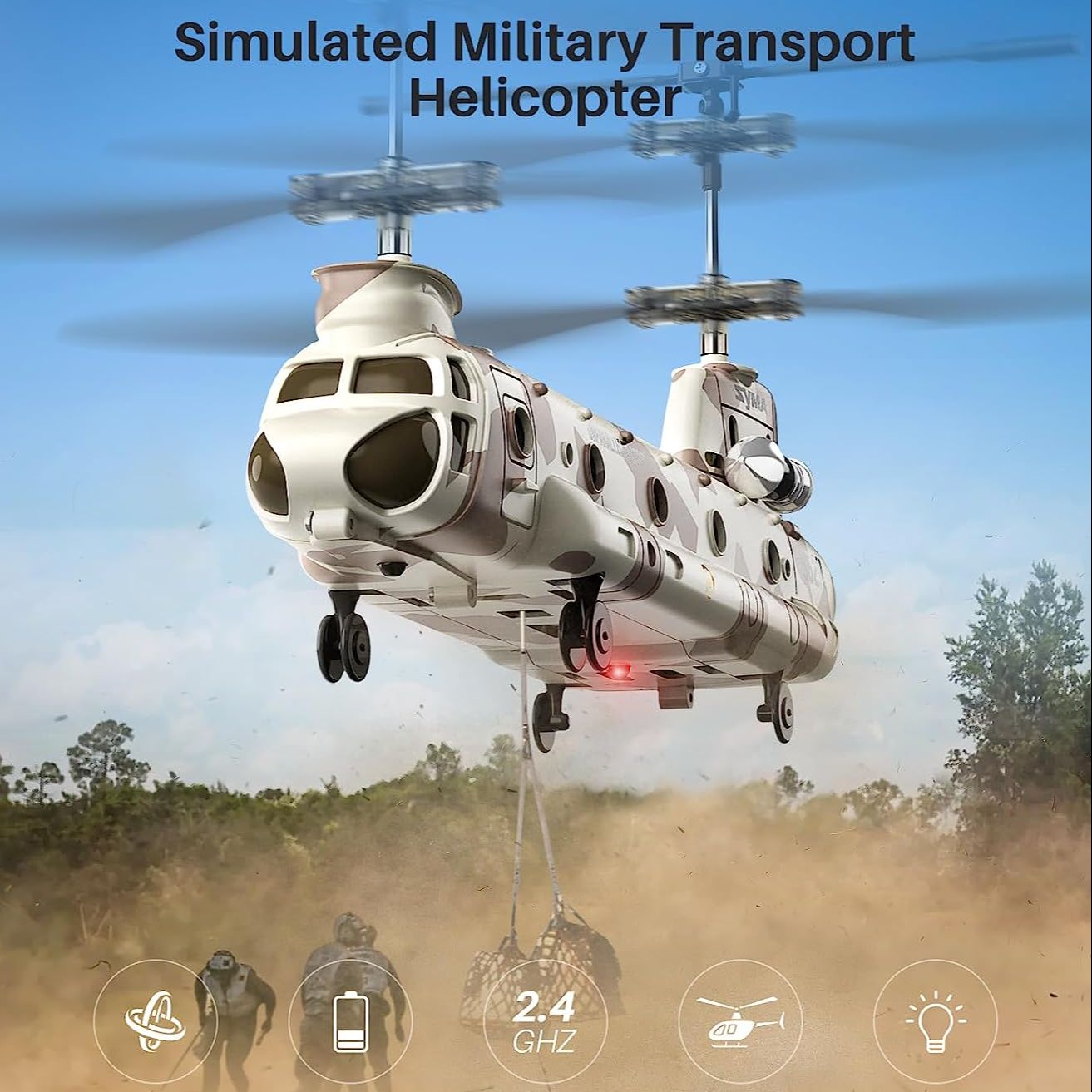 Simulated Military Transport Helicopter 2.4 GH