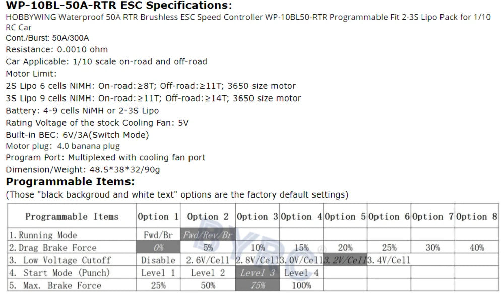 Waterproof brushless ESC speed controller for RC cars, suitable for various sizes and scales.