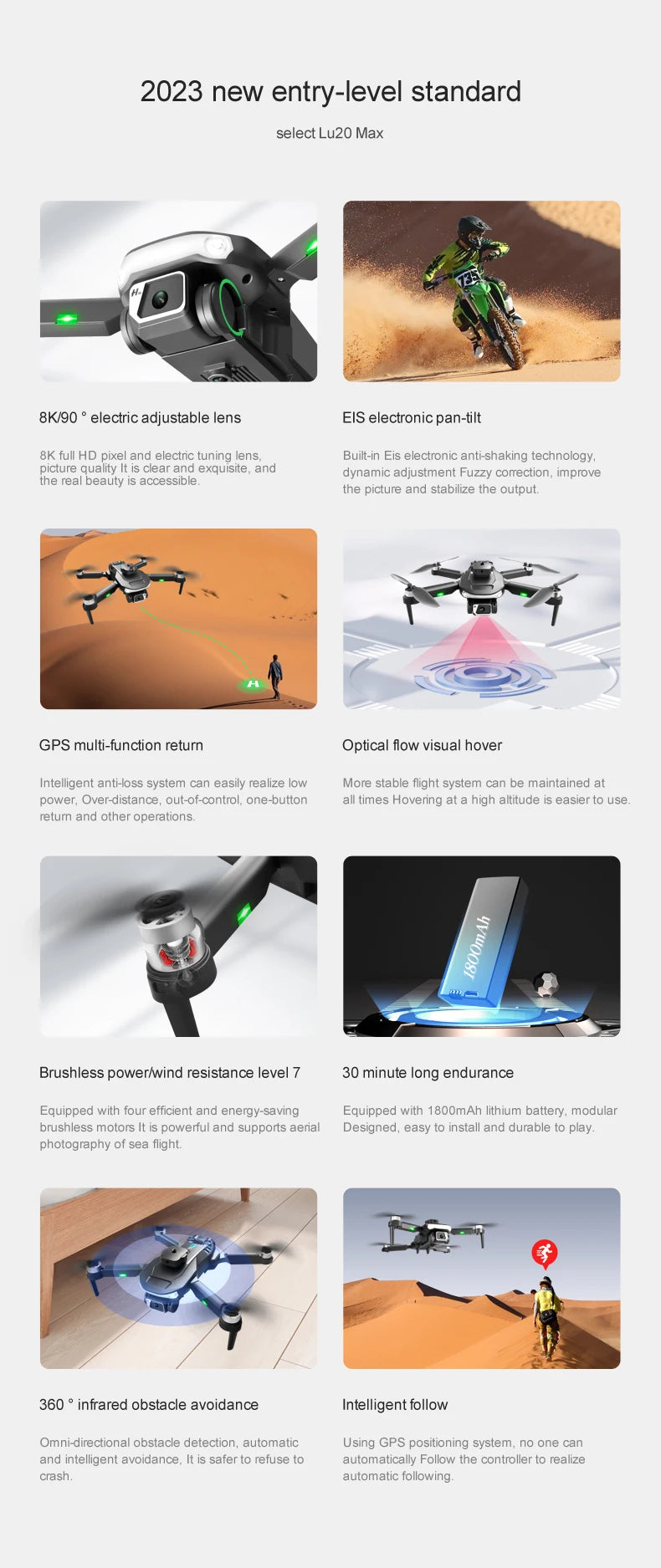 LU20 Drone - 8K Profesional GPS ESC With Dual Camera 360 Obstacle Avoidance Foldable 4K Quadcopters Toy Gift 27 LU20 Drone, select lu20 max 8k/90 electric adjustable lens